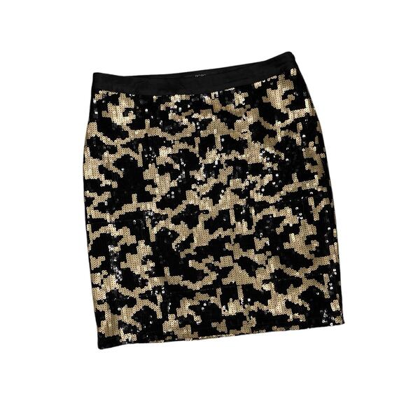 BCBG Paris Black Gold Sequin Animal Print Pattern Size 4 - Picture 1 of 7